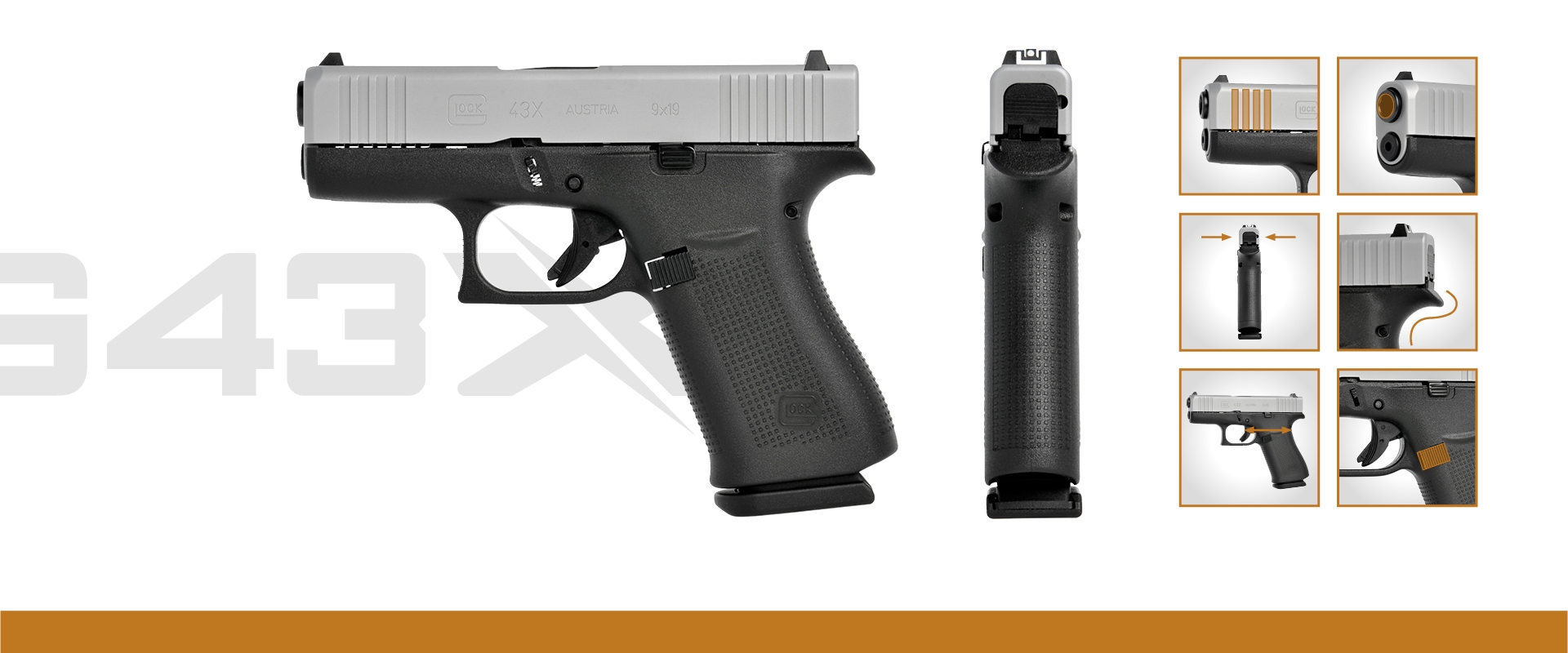 GLOCK G43X Silver Slide Features